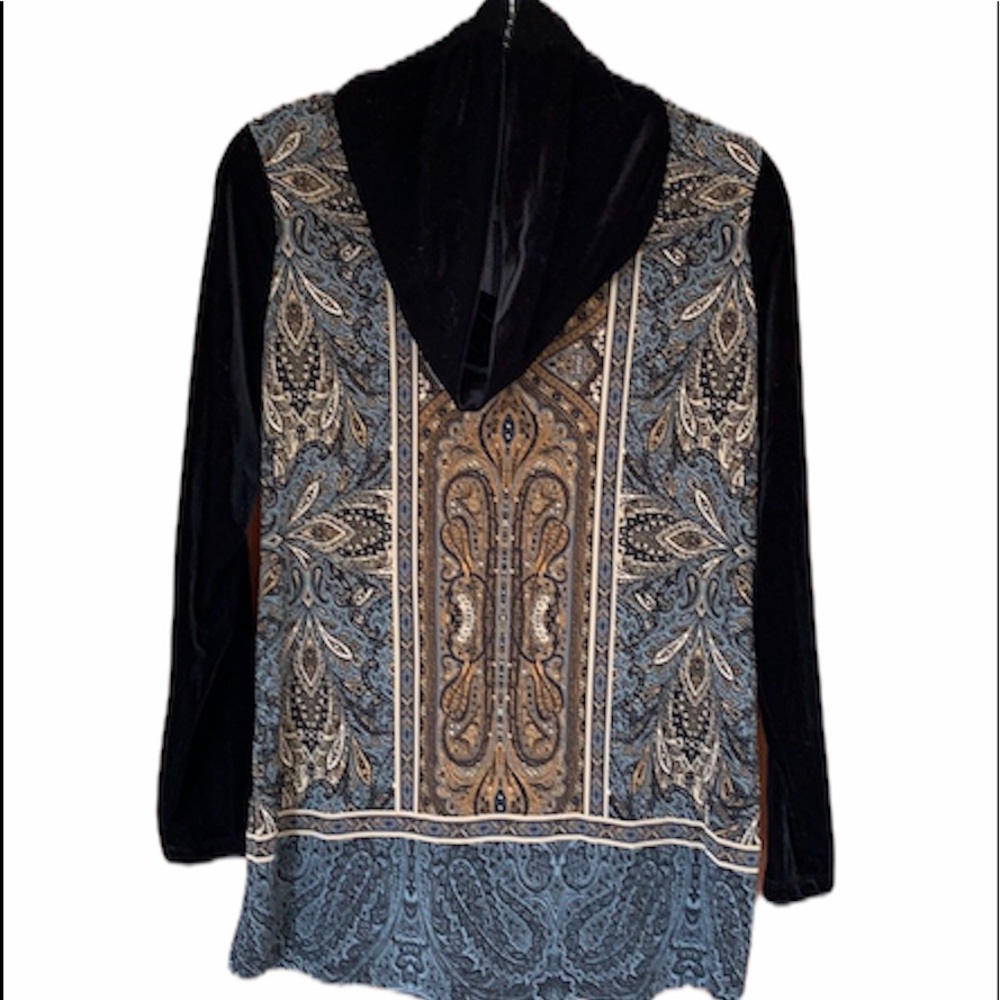 Susan Graver Paisley and black tunic top.